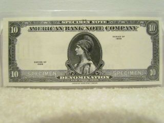 Rare Specimen 10 Denomination Note " American Banknote Company " Series Of 1929