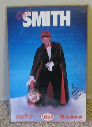 Vintage Ozzie Smith Auto Signed Poster St Louis Cardinals Shrink Wrapped Rare