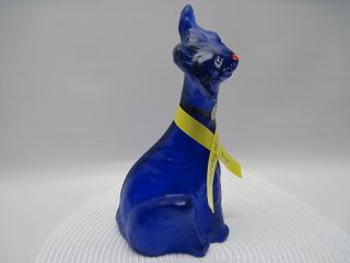 FENTON ALLEY CAT RARE COBALT BLUE SANDED HP,  RIBBON 