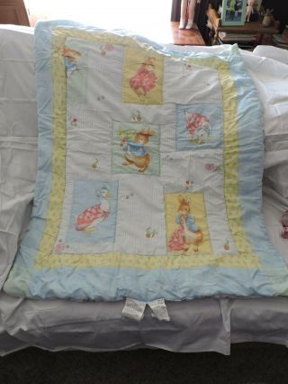 Vintage Peter Rabbit And Friends Crib Pastels Quilt Baby Wonderful Rare
