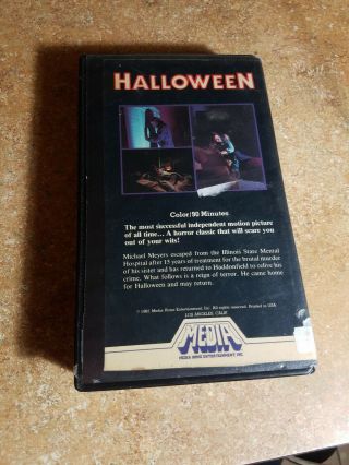 Halloween Rare Media Home Entertainment VHS Movie 1981,  PLAYS PERFECT,  HARD CASE 3