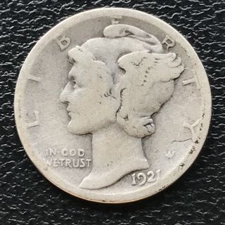 1921 D Mercury Dime Denver Coin 10c Rare Key Date Better Grade 6654