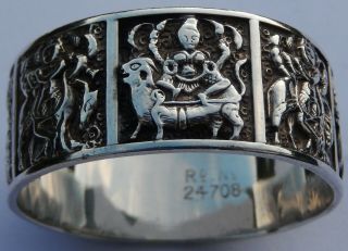 Rare Heavy Antique Anglo Indian Hindu Solid Silver Napkin Ring (bham 1885 ?)