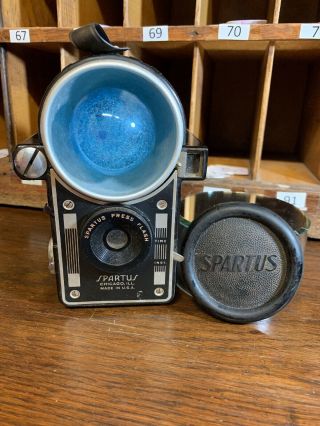 Vintage Spartus Press Flash Camera With Rare Flash Cover