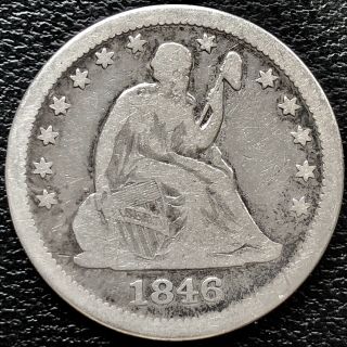1846 Seated Liberty Quarter Dollar 25c Rare Philadelphia Better Grade 15316