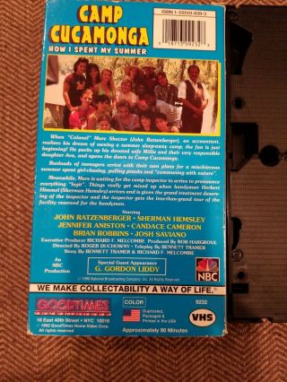 Camp Cucamonga How I Spent My Summer (VHS) 1990 VERY RARE GREAT SHAPE S/H 5