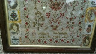 Rare 19th Century 1827 Needlework Sampler William Bainbridge 18 years 2