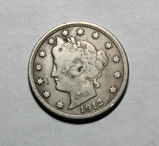 1912 S U.  S.  Liberty Head Nickel Key Date Full Liberty Very Rare 5 Cents Coin