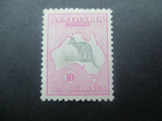 Kangaroo Stamps: 10/ - Pink 3rd Watermark - Rare (d319)