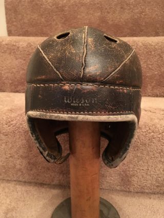 Antique Old Vintage 1930s - 1940s Adult Wilson Very Rare Leather Football Helmet