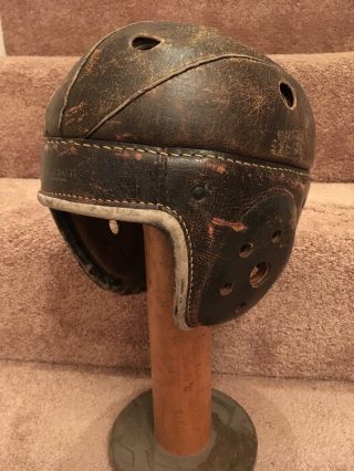 Antique Old Vintage 1930s - 1940s Adult Wilson Very Rare Leather Football Helmet 8