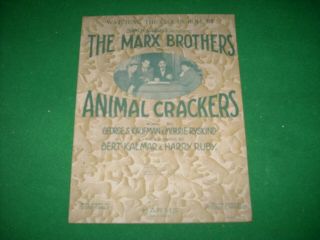 1928 Watching The Clouds Roll By Marx Brothers Animal Crackers Sheet Music Rare