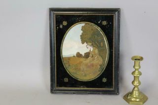 EXTREMELY RARE 18TH C NEEDLEWORK - STUMPWORK & PAINTED PICTURE OF YOUNG WOMAN 2