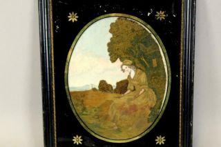 EXTREMELY RARE 18TH C NEEDLEWORK - STUMPWORK & PAINTED PICTURE OF YOUNG WOMAN 3