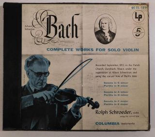 Rolph Schroeder Bach Solo Violin Sonatas Partitas Columbia 3lp Box Sl 189 Rare