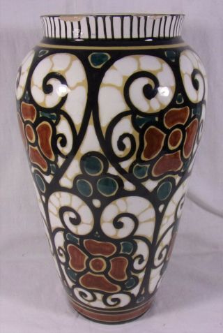 Vintage Monte Moris Roma Pottery Hand Painted Vase 10 " Rare Piece Signed