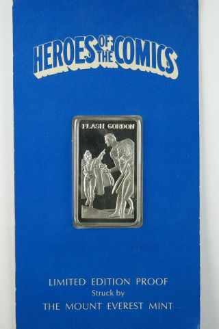 Rare Heroes Of The Comics Flash Gordon 1974 Silver Bar 1oz.  999 Proof