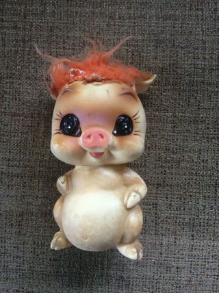 Kamar Inc.  Pig With Red/orange Hair 1970 Adorable Face Very Rare