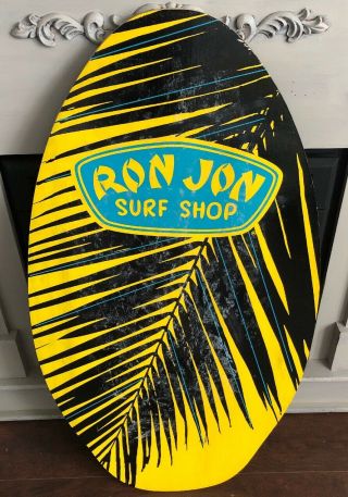 Ron Jon Surf Shop Rare Palm Leaf Wooden Skimboard Skim Board Boogie Surf