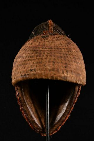 10016 Rare Punu TRIBE Puka Shell QUEEN MASK Old AFRICAN Wood CARVED 6