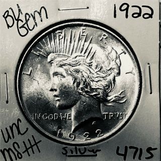 1922 P Bu Gem Peace Silver Dollar Unc Ms,  U.  S.  Rare Coin 4715