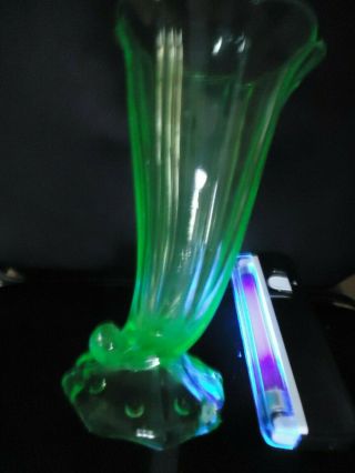 Rare Uranium Glass Horn of Plenty Vase 2