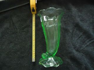 Rare Uranium Glass Horn of Plenty Vase 3
