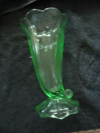 Rare Uranium Glass Horn of Plenty Vase 4