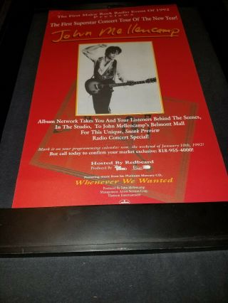 John Mellencamp Whenever We Wanted Rare Radio Concert Promo Poster Ad Framed
