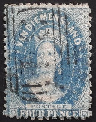 Rare Undated Tasmania Australia 4d Blue Chalon Head Stamp Numeral Cds 34 - Fingal