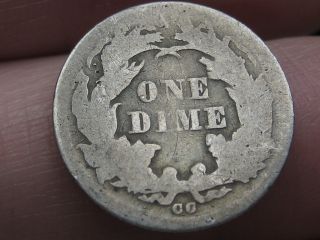 1875 Cc Seated Liberty Silver Dime - Rare Carson City - Below Bow