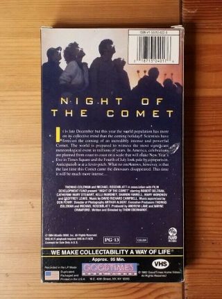 Night of the Comet VHS Goodtimes Release Rare and OOP Cult Horror Sci Fi Zombies 2