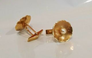 Incredible Vintage 14k Yellow Gold Pearl Cuff - Links Rare