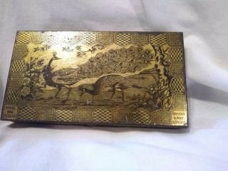 Rare Vintage - Bryant & May Royal Wax Vestas Litho Tin Box Peacocks England