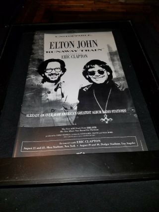 Elton John Eric Clapton Runaway Train Rare Radio Promo Poster Ad Framed