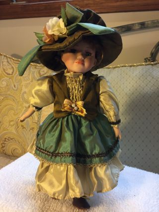 Seymour Mann 12 " Tall Porcelain Doll - Jaime - Stand - Rare Limited Edition Green Eyes