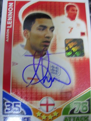Very Rare Match Attax World Cup 2010 Signed Aaron Lennon Card Authentic Hologram