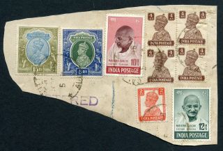 India.  Rare 1948 Reg.  Parcel Piece With Gandhi 10 Rupee From Calcutta