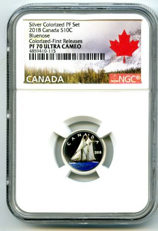 2018 Canada 10 Cent Silver Colored Proof Ngc Pf70 Ucam Dime First Releases Rare