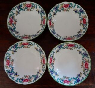 Set Of 4 Rare Royal Doulton Floradora Green Cereal Bowls 6 - 1/4 "