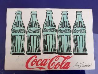 Vintage Andy Warhol Watercolor On Drawing Rare Sugned Paper Coca Cola Signed