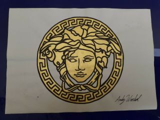 Vintage Andy Warhol Watercolor Drawing On Paper Rare Sugned Versace