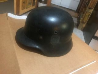 Rare Ww2 German M40 Et64 Beaded Police Helmet X Luftshutz