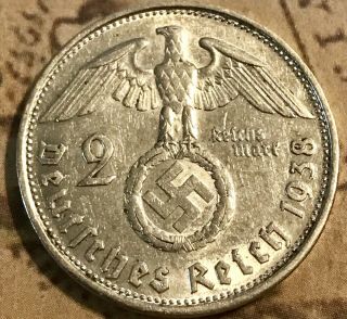 the rare 1938 - B SILVER EAGLE Large Germany WW2 Coin German Antique Third Reich 2