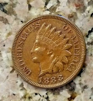 Rare 1888 U.  S Indian Head Penny Clear Sharp Details Rb Red Color N/r
