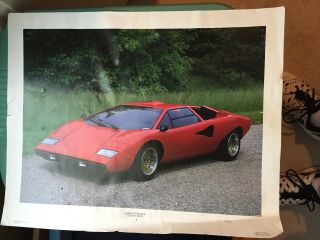 Vintage 1984 Power Graphics Poster Lamborghini Countach Rare Poster Size 16x20