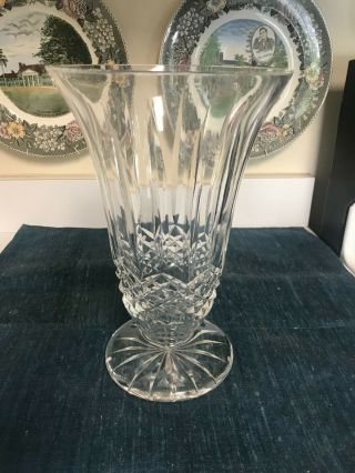 Rare Large 10 " Waterford Lismore Cut Crystal Footed Flared Vase Excllnt
