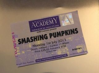 Smashing Pumpkins Ticket Stub - Manchester Academy 2013 - Rare Gig Memorabilia