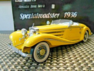 Cmc 1:24 1936 Mercedes Benz 500k Roadster Zinc Yellow Car Rare
