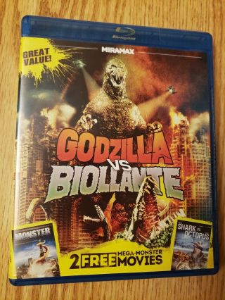 Godzilla Vs.  Biollante W/ 2 Bonus Movies - Blu - Ray - 2013 - Rare Oop
